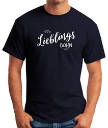 MoonWorks Print-Shirt Herren T-Shirt Lieblingssohn Dunkelblau/Lila/Blau
