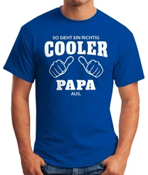 MoonWorks Print-Shirt Herren T-Shirt So sieht ein richtig ein richtig cooler aus mit Print Blau/Hellblau/Türkis