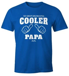 MoonWorks Print-Shirt Herren T-Shirt So sieht ein richtig ein richtig cooler aus mit Print Blau/Hellblau/Türkis