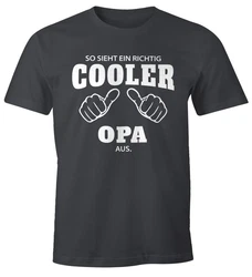 MoonWorks Print-Shirt Herren T-Shirt So sieht ein richtig ein richtig cooler aus mit Print Schwarz/Grau/Braun