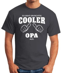 MoonWorks Print-Shirt Herren T-Shirt So sieht ein richtig ein richtig cooler aus mit Print Schwarz/Grau/Braun