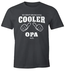 MoonWorks Print-Shirt Herren T-Shirt So sieht ein richtig ein richtig cooler aus mit Print Schwarz/Grau/Braun