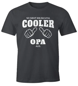 MoonWorks Print-Shirt Herren T-Shirt So sieht ein richtig ein richtig cooler aus mit Print Schwarz/Grau/Braun