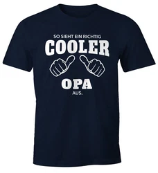 MoonWorks Print-Shirt Herren T-Shirt So sieht ein richtig ein richtig cooler aus mit Print Blau/Dunkelblau/Schwarz/Braun