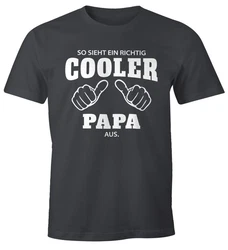 MoonWorks Print-Shirt Herren T-Shirt So sieht ein richtig ein richtig cooler aus mit Print Schwarz/Grau/Braun