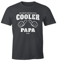 MoonWorks Print-Shirt Herren T-Shirt So sieht ein richtig ein richtig cooler aus mit Print Schwarz/Grau/Braun