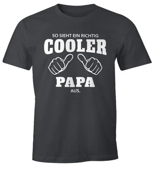 MoonWorks Print-Shirt Herren T-Shirt So sieht ein richtig ein richtig cooler aus mit Print Schwarz/Grau/Braun
