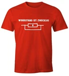 MoonWorks Print-Shirt Widerstand ist zwecklos Herren T-Shirt Rot
