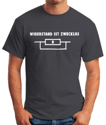 MoonWorks Print-Shirt Widerstand ist zwecklos Herren T-Shirt Grau/Schwarz/Dunkelgrau/Braun