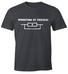 MoonWorks Print-Shirt Widerstand ist zwecklos Herren T-Shirt Grau/Schwarz/Dunkelgrau/Braun