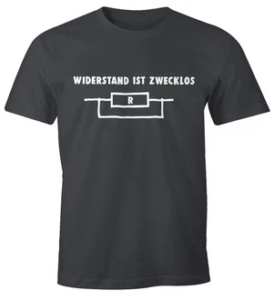 MoonWorks Print-Shirt Widerstand ist zwecklos Herren T-Shirt Grau/Schwarz/Dunkelgrau/Braun