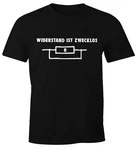 MoonWorks Print-Shirt Widerstand ist zwecklos Herren T-Shirt Schwarz/Braun/Grün