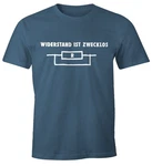 MoonWorks Print-Shirt Widerstand ist zwecklos Herren T-Shirt Blau/Dunkelblau