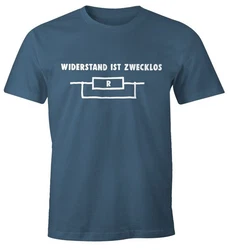MoonWorks Print-Shirt Widerstand ist zwecklos Herren T-Shirt Blau/Dunkelblau