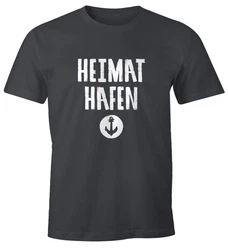 MoonWorks Print-Shirt Heimathafen Anker Dunkelgrün/Rot/Lila