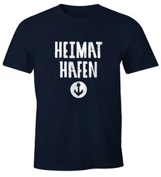 MoonWorks Print-Shirt Heimathafen Anker Dunkelblau/Blau