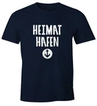 MoonWorks Print-Shirt Heimathafen Anker Dunkelblau/Blau