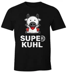 MoonWorks Print-Shirt Tier-Motiv Super Kuhl Fun-Shirt Türkis/Schwarz