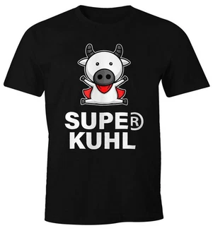 MoonWorks Print-Shirt Tier-Motiv Super Kuhl Fun-Shirt Türkis/Schwarz MoonWorks Print-Shirt Tier-Motiv Super Kuhl Fun-Shirt Türkis/Schwarz