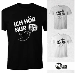 MoonWorks Print-Shirt Herren T-Shirt Ich hör nur Mi Mi Mi MiMiMi Spruch Shirt SlimFit Dunkelbraun
