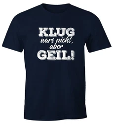 MoonWorks Print-Shirt Herren T-Shirt mit Spruch Fun-Shirt Dunkelblau/Blau