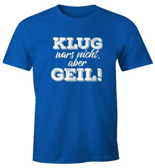 MoonWorks Print-Shirt Herren T-Shirt mit Spruch Fun-Shirt Blau/Dunkelblau