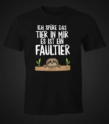 MoonWorks Herren T-Shirt Ich spre das Tier in mir Braun/Schwarz