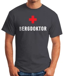 MoonWorks Print-Shirt Herren T-Shirt Bergdoktor Fun-Shirt Apre Ski Party-Shirt Beige/Dunkelgrau/Rot/Dunkelblau/Hellblau/Braun/Grau