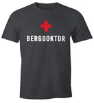MoonWorks Print-Shirt Herren T-Shirt Bergdoktor Fun-Shirt Apre Ski Party-Shirt Beige/Dunkelgrau/Rot/Dunkelblau/Hellblau/Braun/Grau