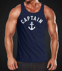 Neverless Herren Tanktop Captain Anker Dunkelblau/Blau/Hellblau