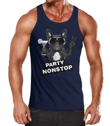 Tanktop Party Herren Tank-Top Nonstop Mops French Bulldog Muskelshirt Muscle mit Print