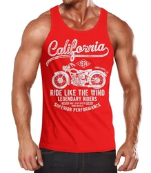 Neverless Tanktop Herren Tank-Top California Motorbike Rot/Dunkelrot/Rosa