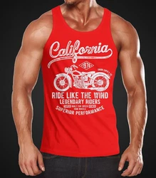 Neverless Tanktop Herren Tank-Top California Motorbike Rot/Dunkelrot/Rosa
