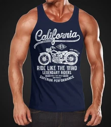 Neverless Tanktop Herren Tank-Top California Motorbike Dunkelblau/Blau/Hellblau