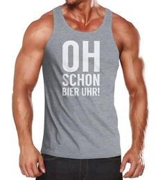Tanktop Herren Tanktop Oh schon Bier Uhr mit Print