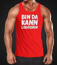 MoonWorks Herren Tanktop Spruch Bin da kann losgehen Dunkelrot/Rot