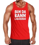 MoonWorks Herren Tanktop Spruch Bin da kann losgehen Dunkelrot/Rot