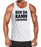 MoonWorks Herren Tanktop Spruch Bin da kann losgehen Rot/Grau/Schwarz