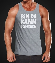 MoonWorks Herren Tanktop Spruch Bin da kann losgehen Hellgrau/Dunkelgrau/Grau/Rot