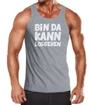 MoonWorks Herren Tanktop Spruch Bin da kann losgehen Hellgrau/Dunkelgrau/Grau/Rot