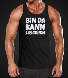 MoonWorks Herren Tanktop Spruch Bin da kann losgehen Schwarz/Rot/Grau