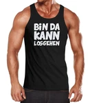 MoonWorks Herren Tanktop Spruch Bin da kann losgehen Schwarz/Rot/Grau