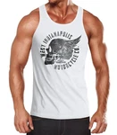 Neverless Tanktop Herren Motorrad Biker Totenkopf Skull Wings Vintage Weiß/Creme/Dunkelgrau