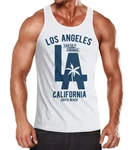 Neverless Tanktop Herren Los Angeles California Palme mit Print Blau/Gold/Rot