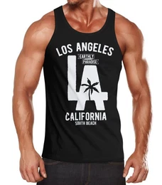 Tanktop Herren Tank Top Los Angeles California LA Palme mit Print