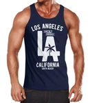 Neverless Tanktop Herren Los Angeles California Palme mit Print Blau/Dunkelblau/Rot