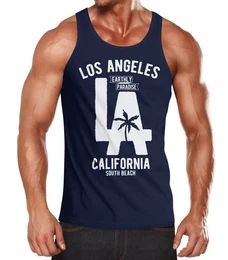 Tanktop Herren Tank Top Los Angeles California LA Palme mit Print
