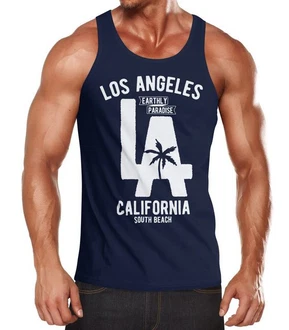 Neverless Tanktop Herren Los Angeles California Palme mit Print