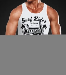 Neverless Tanktop Herren Tank Top T-Shirt Bus Surfing Retro Schwarz/Rot/Hellgrau
