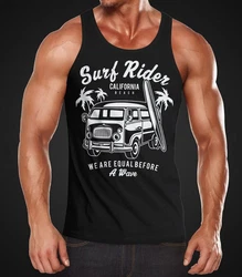 Neverless Tanktop Herren Tank Top T-Shirt Bus Surfing Retro Schwarz